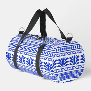 Greek Fret, Mediterranean Pattern, Blue Duffle Bag