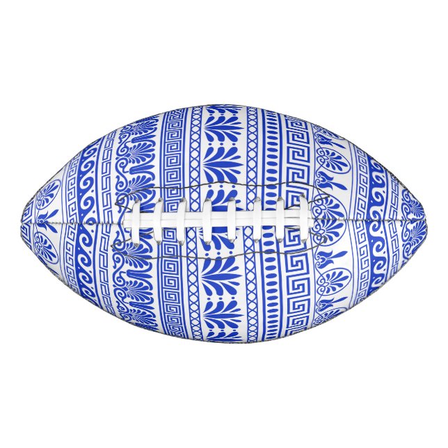 Greek Fret, Mediterranean Pattern, Blue Football (Front)