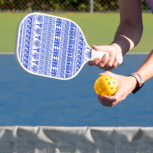 Greek Fret, Mediterranean Pattern, Blue Pickleball Paddle