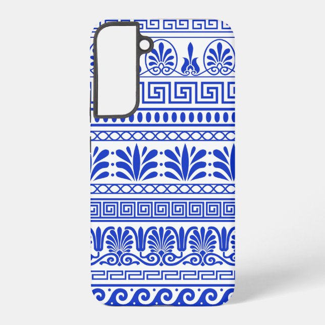 Greek Fret, Mediterranean Pattern, Blue Samsung Galaxy S22+ Case (Back)