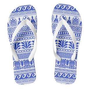 Greek Fret, Mediterranean Pattern, Blue Thongs