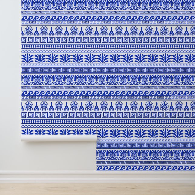 Greek Fret, Mediterranean Pattern, Blue Wallpaper (Application)