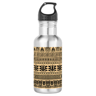 Greek Fret, Mediterranean Pattern, Brown 532 Ml Water Bottle