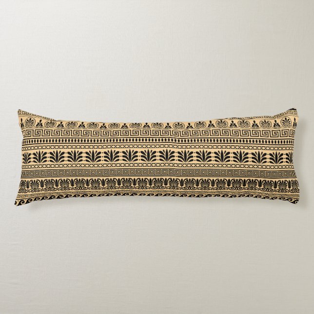 Greek Fret, Mediterranean Pattern, Brown Body Cushion (Front)