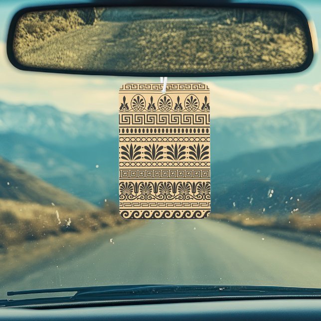 Greek Fret, Mediterranean Pattern, Brown Car Air Freshener (Creator Uploaded)