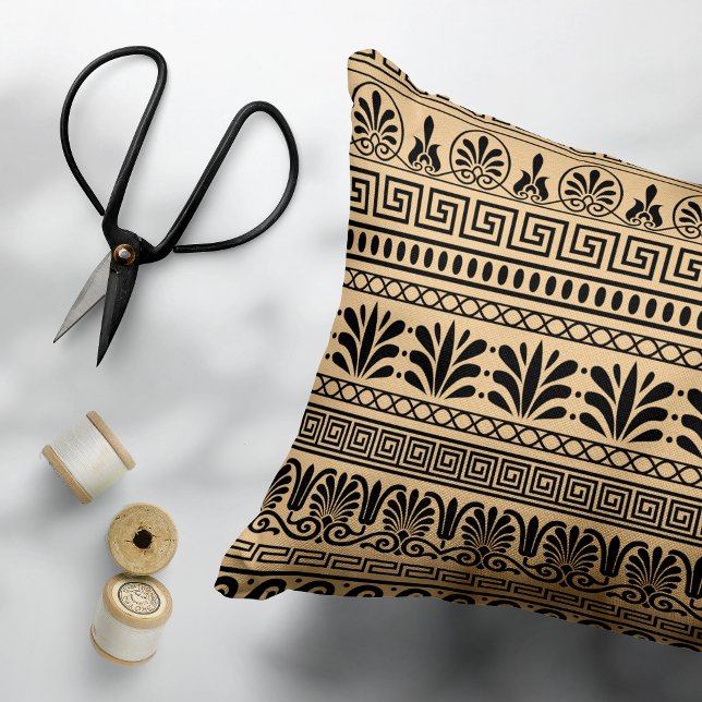 Greek Fret, Mediterranean Pattern, Brown Decorative Cushion (Creator Uploaded)