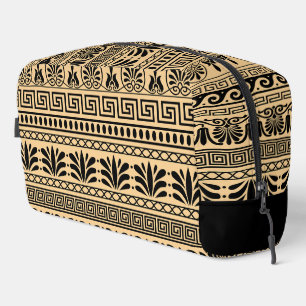 Greek Fret, Mediterranean Pattern, Brown Dopp Kit