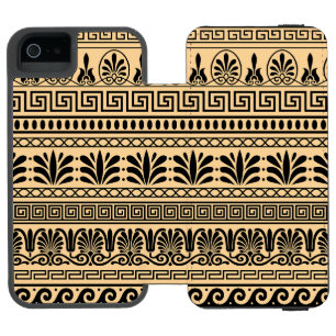 Greek Fret, Mediterranean Pattern, Brown Incipio Watson™ iPhone 5 Wallet Case