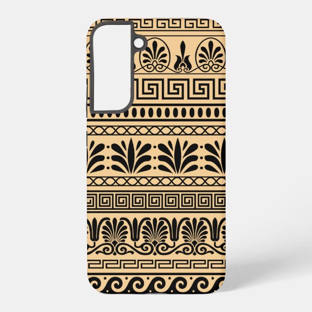 Greek Fret, Mediterranean Pattern, Brown Samsung Galaxy S22+ Case (Back)