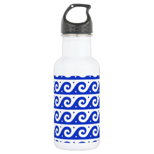 Greek Fret, Mediterranean Wave Pattern, Blue 532 Ml Water Bottle