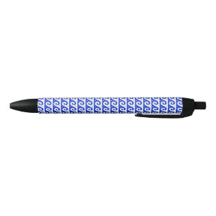 Greek Fret, Mediterranean Wave Pattern, Blue Black Ink Pen