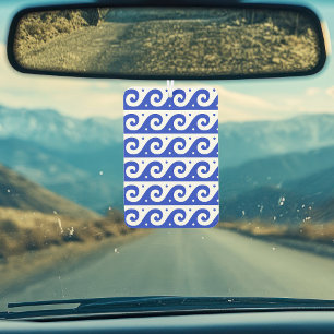 Greek Fret, Mediterranean Wave Pattern, Blue Car Air Freshener