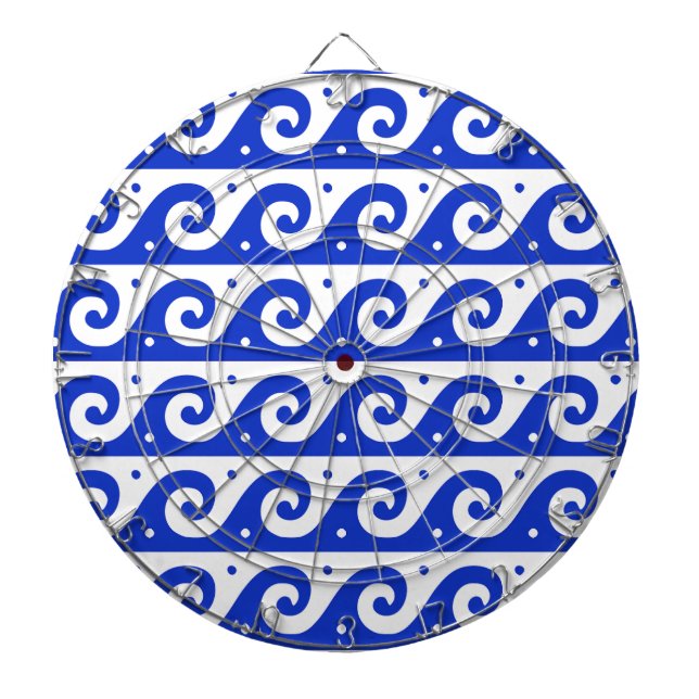 Greek Fret, Mediterranean Wave Pattern, Blue Dartboard (Front)