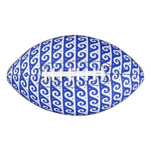 Greek Fret, Mediterranean Wave Pattern, Blue Football