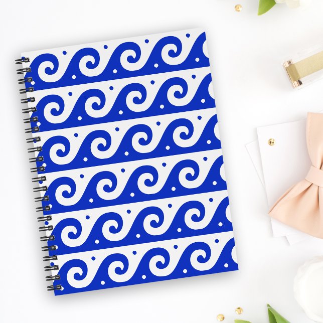 Greek Fret, Mediterranean Wave Pattern, Blue Notebook (Creator Uploaded)