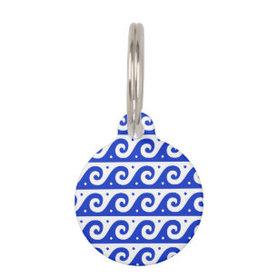 Greek Fret, Mediterranean Wave Pattern, Blue Pet Tag