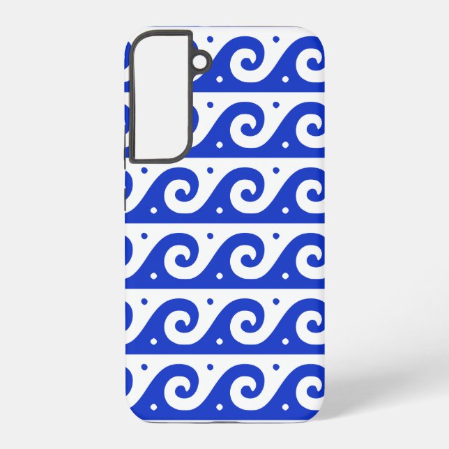 Greek Fret, Mediterranean Wave Pattern, Blue Samsung Galaxy S22+ Case (Back)
