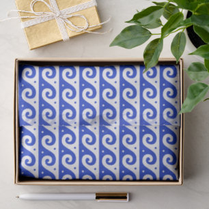 Greek Fret, Mediterranean Wave Pattern, Blue Tissue Paper