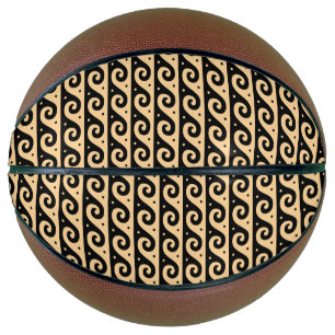 Greek Fret, Mediterranean Wave Pattern, Brown Basketball