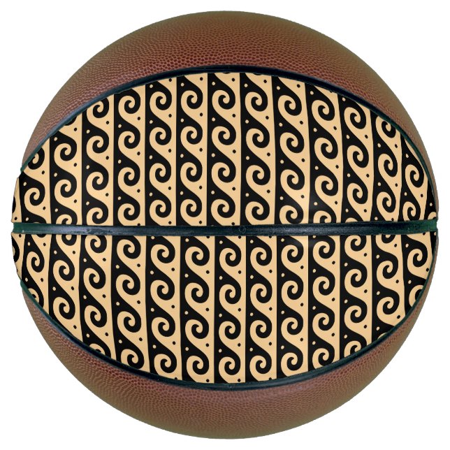 Greek Fret, Mediterranean Wave Pattern, Brown Basketball (Front)