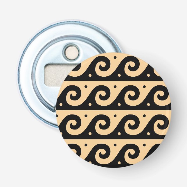 Greek Fret, Mediterranean Wave Pattern, Brown Bottle Opener (Front)