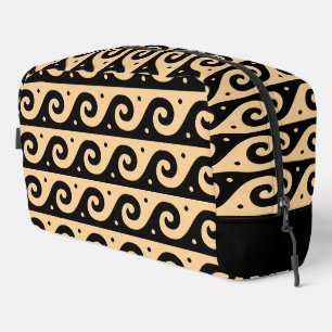 Greek Fret, Mediterranean Wave Pattern, Brown Dopp Kit