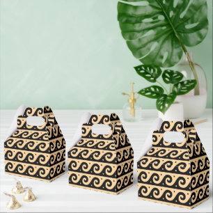 Greek Fret, Mediterranean Wave Pattern, Brown Favour Box