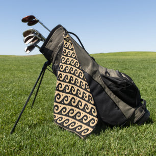 Greek Fret, Mediterranean Wave Pattern, Brown Golf Towel