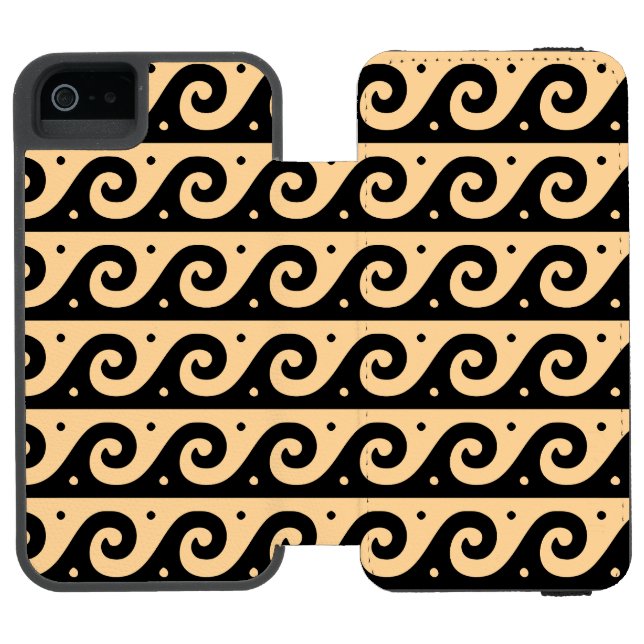Greek Fret, Mediterranean Wave Pattern, Brown Incipio iPhone Wallet Case (Folio Open)