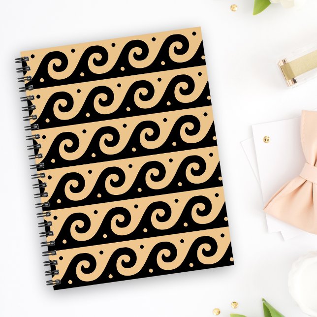 Greek Fret, Mediterranean Wave Pattern, Brown Notebook (Creator Uploaded)