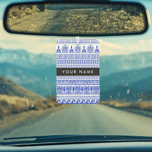 Greek Fret, Mixed Meander Key, Blue, Your Name Car Air Freshener