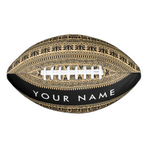 Greek Fret, Mixed Meander Key, Brown, Your Name Football