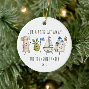 Greek Getaway Personalised Family Trip Ceramic Ornament