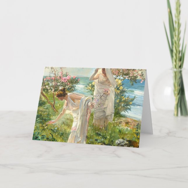 Greek Girls On The Shore Joaquin Sorolla Y Bastida Card (Front)