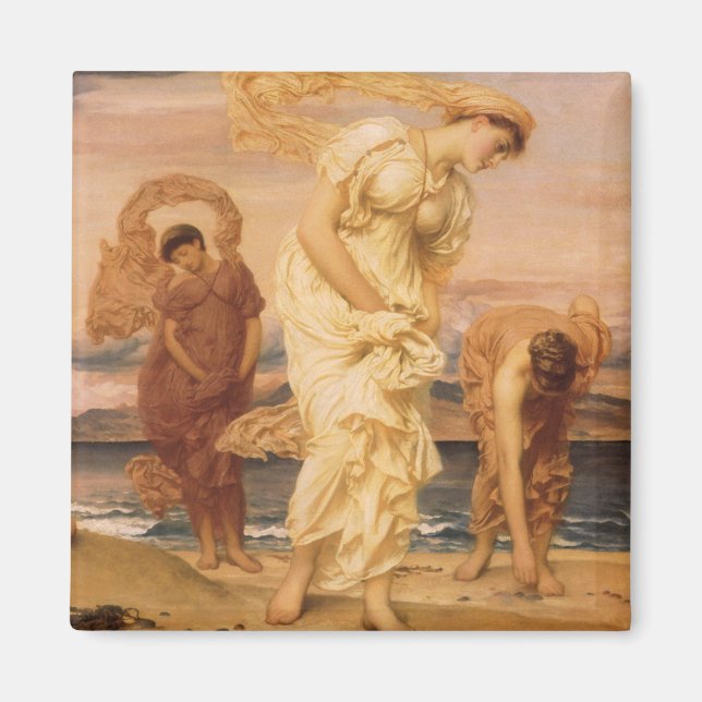 Greek Girls Picking Up Pebbles By Lord Leighton Magnet (Front)