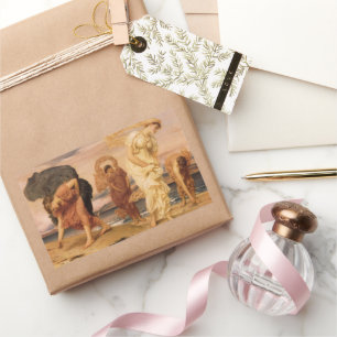 Greek Girls Picking Up Pebbles By Lord Leighton Rectangular Sticker