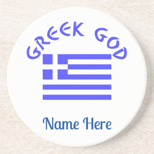 Greek God and Flag of Greece Personalised Coaster