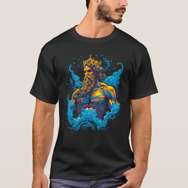 Greek God Poseidon Greek Mythology Neptune T-Shirt (Front)