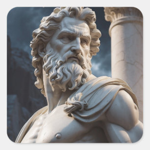 Greek God Statue Mug - Zeus Marble Bust Mug - Clas Square Sticker