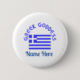 Greek Goddess and Flag of Greece Personalised 6 Cm Round Badge