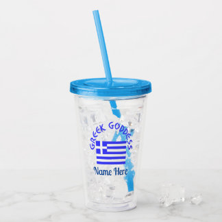 Greek Goddess and Flag of Greece Personalised Acrylic Tumbler