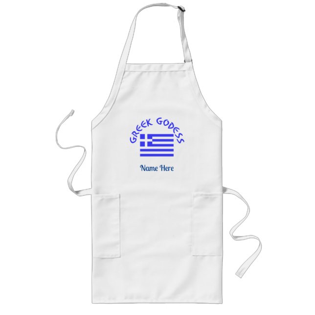 Greek Goddess and Flag of Greece Personalised  Long Apron (Front)
