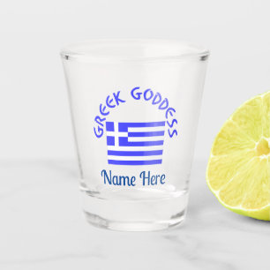 Greek Goddess and Flag of Greece Personalised Shot Glass