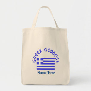 Greek Goddess and Flag of Greece Personalised  Tote Bag
