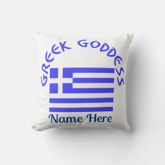 Greek Goddess and Flag of Greece Personalized Cushion