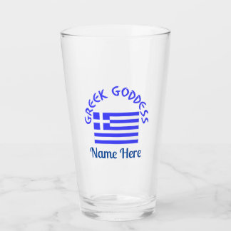 Greek Goddess and Flag of Greece Personalized Glass