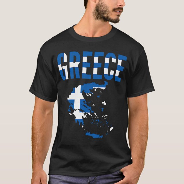 Greek   Greece Country Map Flag T-Shirt (Front)