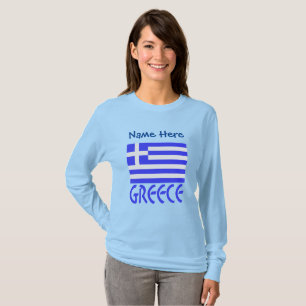 Greek Greece Flag Blue Personalisation T-Shirt