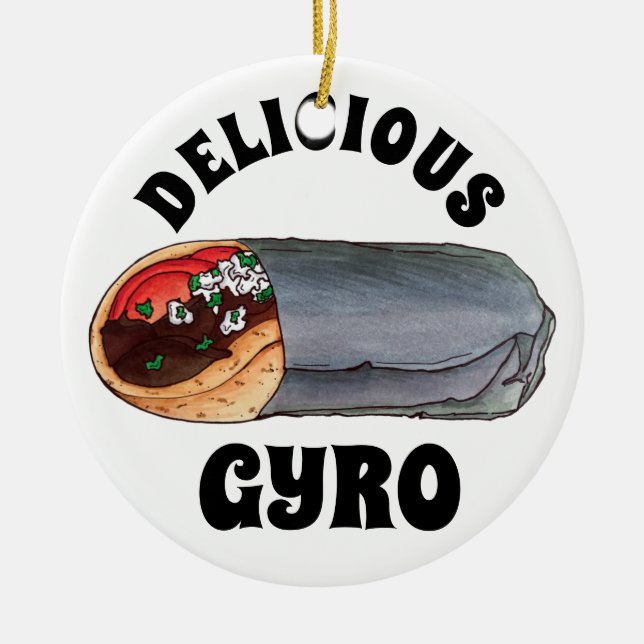 Greek Gyro Pita Meat Sandwich Mediterranean Food Ceramic Ornament (Front)