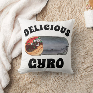 Greek Gyro Pita Meat Sandwich Mediterranean Food Cushion